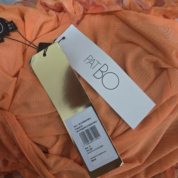 NWT Patbo Ruffled Floral High Low Maxi Dress Myosotis Flutter Gown Sz 12 Or L XL - Picture 16 of 16